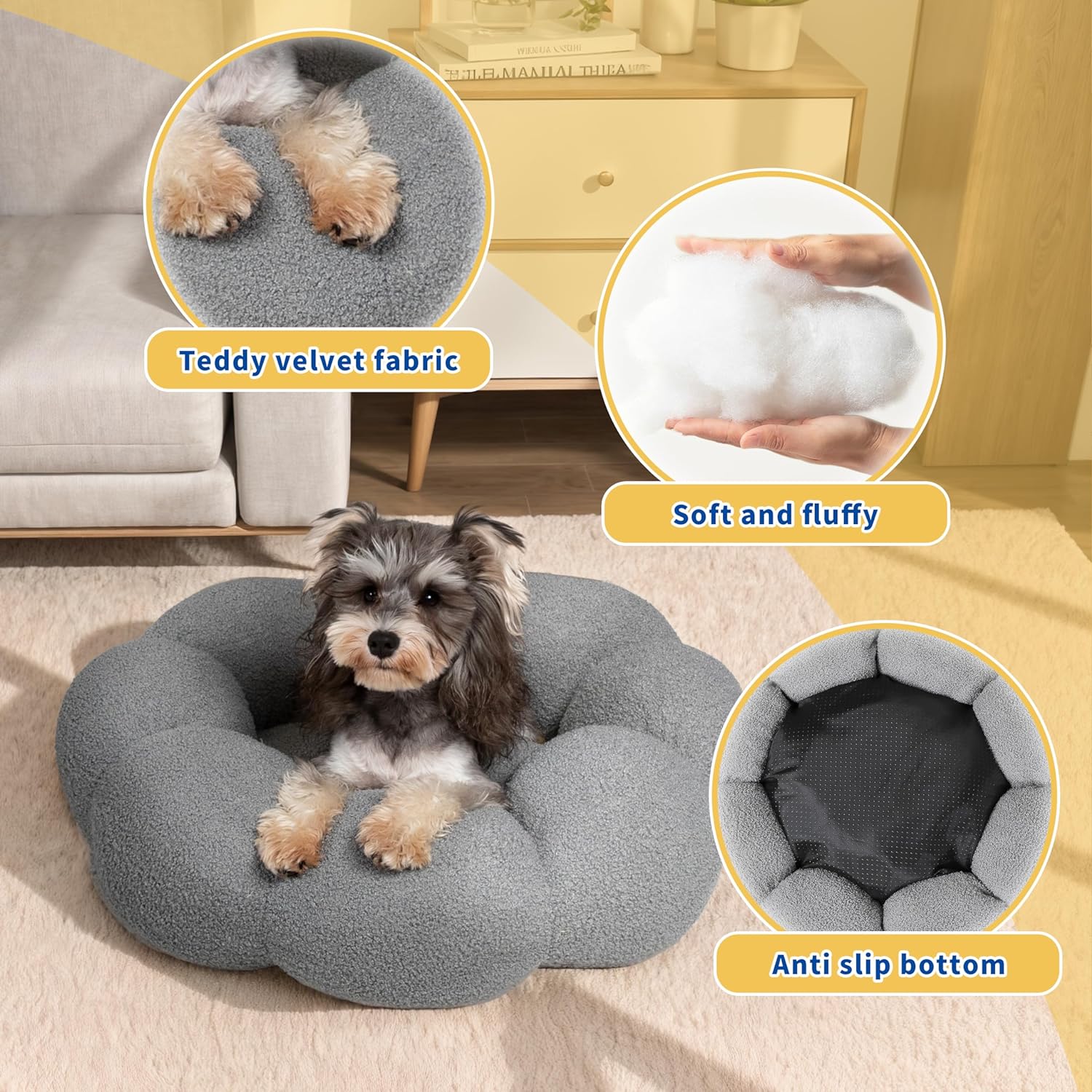 Fluffy Round Plush Pet Calming Bed For Indoor Comfort